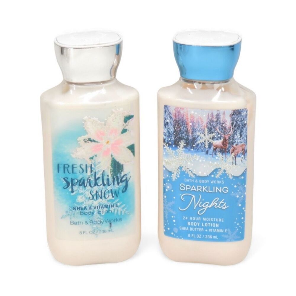 Bath & Body Works Fresh Sparkling Snow & Sparkling Nights Lotion Duo 8oz